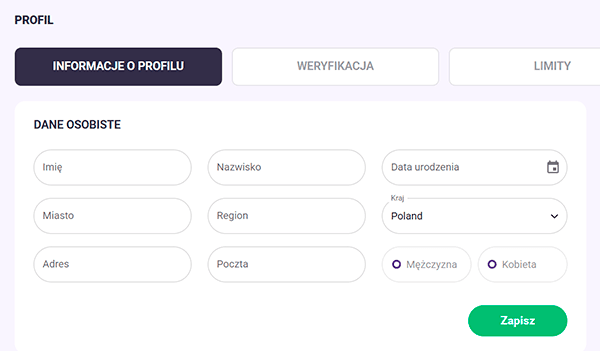 Uzupełnij profil Uzupełnij profil